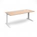 TR10 straight desk 1800mm x 800mm - white frame, beech top T18WB