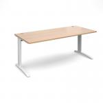 TR10 straight desk 1800mm x 800mm - white frame, beech top T18WB