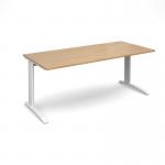 TR10 straight desk 1800mm x 800mm - white frame, oak top T18WO
