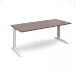 TR10 straight desk 1800mm x 800mm - white frame and walnut top