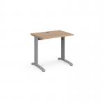 TR10 straight desk 800mm x 600mm - silver frame, beech top T608SB