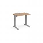 TR10 straight desk 800mm x 600mm - silver frame and beech top