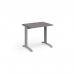 TR10 straight desk 800mm x 600mm - silver frame, grey oak top T608SGO