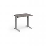 TR10 straight desk 800mm x 600mm - silver frame, grey oak top T608SGO
