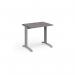 TR10 straight desk 800mm x 600mm - silver frame and grey oak top