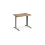 TR10 straight desk 800mm x 600mm - silver frame, oak top T608SO