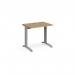 TR10 straight desk 800mm x 600mm - silver frame, oak top T608SO