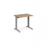 TR10 straight desk 800mm x 600mm - silver frame and oak top