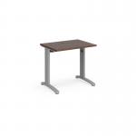 TR10 straight desk 800mm x 600mm - silver frame, walnut top T608SW