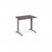 TR10 straight desk 800mm x 600mm - silver frame, walnut top T608SW