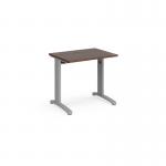 TR10 straight desk 800mm x 600mm - silver frame and walnut top