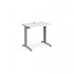 TR10 straight desk 800mm x 600mm - silver frame, white top T608SWH