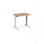 TR10 straight desk 800mm x 600mm - white frame and beech top
