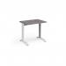 TR10 straight desk 800mm x 600mm - white frame, grey oak top T608WGO