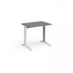 TR10 straight desk 800mm x 600mm - white frame, grey oak top T608WGO