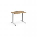 TR10 straight desk 800mm x 600mm - white frame, oak top T608WO
