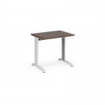 TR10 straight desk 800mm x 600mm - white frame, walnut top T608WW