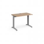 TR10 straight desk 1000mm x 600mm - silver frame, beech top T610SB