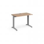 TR10 straight desk 1000mm x 600mm - silver frame and beech top