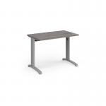 TR10 straight desk 1000mm x 600mm - silver frame and grey oak top