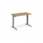 TR10 straight desk 1000mm x 600mm - silver frame, oak top T610SO