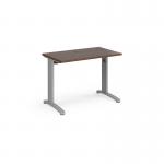 TR10 straight desk 1000mm x 600mm - silver frame and walnut top