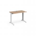 TR10 straight desk 1000mm x 600mm - white frame and beech top
