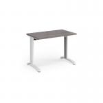 TR10 straight desk 1000mm x 600mm - white frame and grey oak top