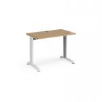 TR10 straight desk 1000mm x 600mm - white frame, oak top T610WO