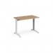 TR10 straight desk 1000mm x 600mm - white frame, oak top T610WO