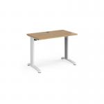 TR10 straight desk 1000mm x 600mm - white frame, oak top T610WO