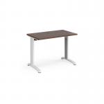 TR10 straight desk 1000mm x 600mm - white frame, walnut top T610WW