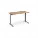 TR10 straight desk 1200mm x 600mm - silver frame, beech top T612SB