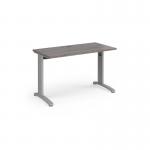 TR10 straight desk 1200mm x 600mm - silver frame and grey oak top
