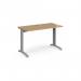 TR10 straight desk 1200mm x 600mm - silver frame, oak top T612SO