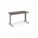 TR10 straight desk 1200mm x 600mm - silver frame, walnut top T612SW