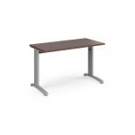 TR10 straight desk 1200mm x 600mm - silver frame and walnut top