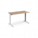 TR10 straight desk 1200mm x 600mm - white frame, beech top T612WB