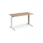 TR10 straight desk 1200mm x 600mm - white frame and beech top