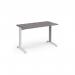 TR10 straight desk 1200mm x 600mm - white frame, grey oak top T612WGO