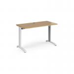 TR10 straight desk 1200mm x 600mm - white frame, oak top T612WO