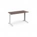 TR10 straight desk 1200mm x 600mm - white frame, walnut top T612WW