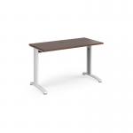 TR10 straight desk 1200mm x 600mm - white frame and walnut top