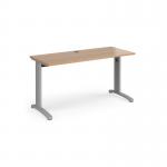 TR10 straight desk 1400mm x 600mm - silver frame, beech top T614SB