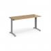 TR10 straight desk 1400mm x 600mm - silver frame, oak top T614SO