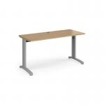 TR10 straight desk 1400mm x 600mm - silver frame and oak top