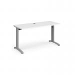 TR10 straight desk 1400mm x 600mm - silver frame, white top T614SWH