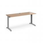 TR10 straight desk 1600mm x 600mm - silver frame and beech top