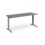 TR10 straight desk 1600mm x 600mm - silver frame and grey oak top
