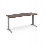 TR10 straight desk 1600mm x 600mm - silver frame, walnut top T616SW